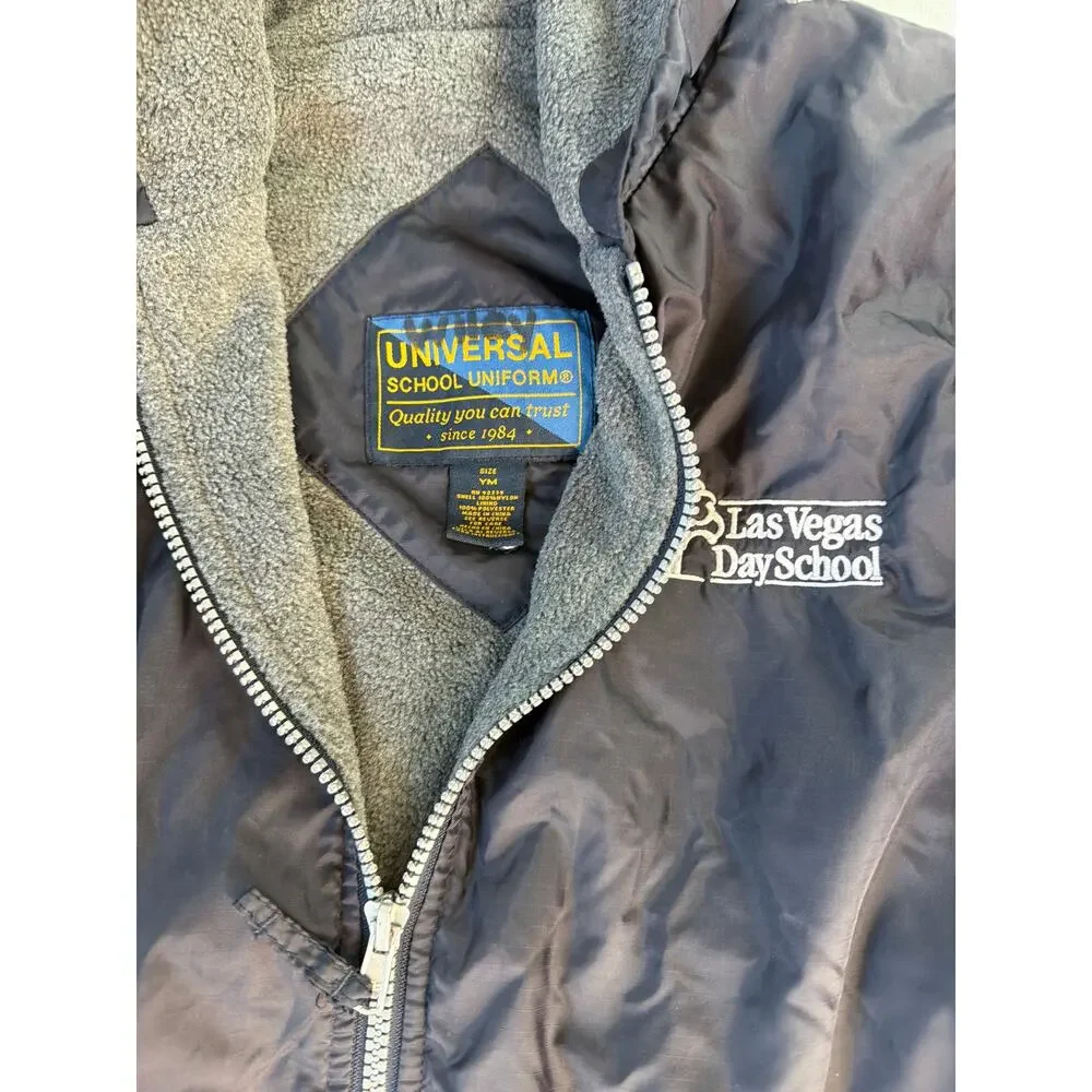 Las Vegas Day School Uniform Jacket Fleece Lined Hooded Navy Youth Medium YM